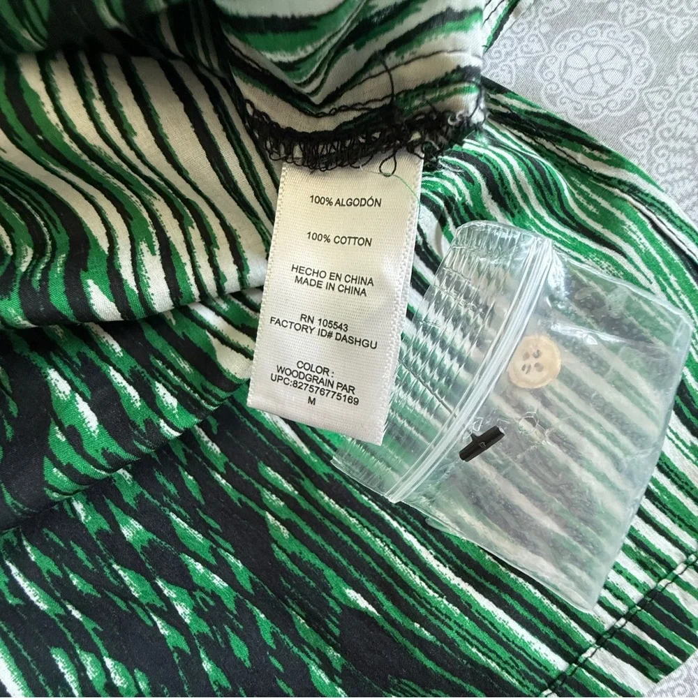 Derek Lam for DesignNation Green Woodgrain Print Cotton Tunic Dress Size M NWOT - Picture 6 of 10